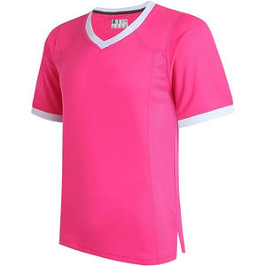 Camisetas de fútbol en blanco para hombre, camiseta de fútbol rosa, camiseta de práctica de malla atlética ligera con corte con cuello en V - Product Image 1