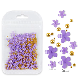 สติ๊กเกอร์และสติ๊กเกอร์ลายดอกไม้สีม่วงและสีทอง 3 มิติ - Product Image 1