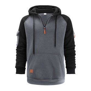 Sudadera con capucha de lana de gran tamaño para hombre, jersey de otoño e invierno, Jersey deportivo de ocio con bolsillo en el brazo con cremallera múltiple, cuello con capucha - Product Image 5