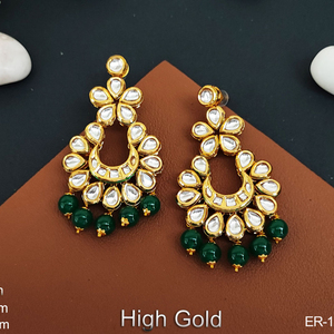 Pendientes colgantes de Kundan tradicional, joyería antigua, esmalte de oro alto, ropa de fiesta - Product Image 1