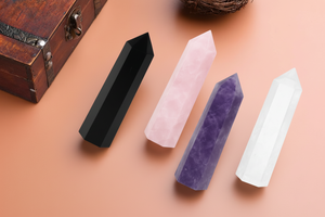 Tự nhiên Obsidian Rose Quartz Thạch Anh tím rõ ràng thạch anh pha lê tháp Healing Wand cho năng lượng Thiền trang trí nội thất - Product Image 2