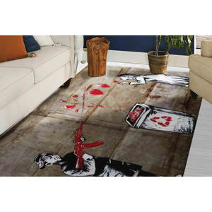 Tapis Banksy Love, tapis lavables en machine, tapis imprimé, tapis cadeau pour la maison, tapis à poils doux - Product Image 3