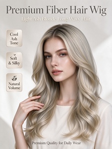 วิกผมไฟเบอร์พรีเมียม สีบลอนด์อ่อน ยาวเป็นลอน ผมนุ่มสลวยเป็นธรรมชาติ ใช้ได้ทุกวัน - Product Image 2