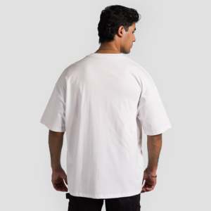 Solid <b>White</b> 100% Cotton Shift <b>Tee</b> Street Style Blank T-Shirt with Screen Printing Screen Print Logoed Apparels - Product Image 4