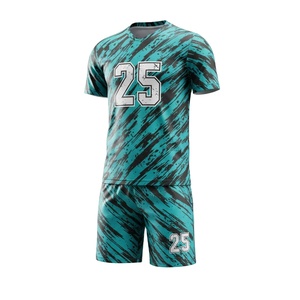 Ensemble de maillots de football personnalisés en sublimation, vert néon, motif géométrique, uniformes de football à séchage rapide, kit sportif respirant - Product Image 3
