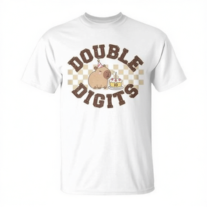 T-shirt promozionale per il decimo compleanno della Capybara, con numeri a due cifre, per bambini di dieci anni - Product Image 3