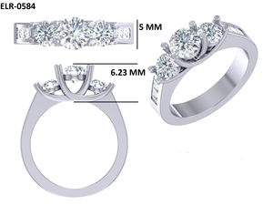 Anillo de compromiso de tres piedras con diamante CVD de corte redondo de 1,30 quilates para mujer, anillo de oro blanco/amarillo/rosa macizo de 14k, regalo de aniversario - Product Image 3