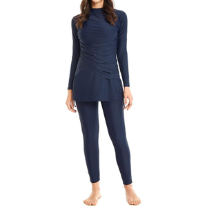 Traje de baño musulmán modesto para mujer, traje de baño de cobertura completa, hiyab islámico, traje de baño de Color sólido - Product Image 6