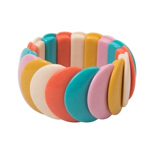 Classic Colorful Acrylic Bangle Bracelet Multicolor Fancy <b>Resin</b> Chunky Statement Jewelry Unisex Cute Fashionable Accessory - Product Image 1
