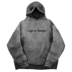 Sudadera con capucha lavada con ácido de algodón 100% de alta calidad, Sudadera con capucha Vintage lavada con piedra y hombro caído viejo 2024 - Product Image 2