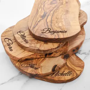 Tábuas de corte de madeira de oliveira artesanais premium, bloco de madeira ecológico durável para servir
