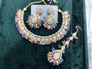 Conjunto de collar Vintage Kundan, joyería india, conjunto de boda con cuentas nupciales a la moda con pendientes de patrón de campana de perlas, moda al por mayor - Product Image 4