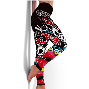 High Quality Cool American Style Floral <b>Printed</b> Yoga Pants High Waist Breathable <b>Leggings</b> for Women XXL Size for Running - Product Image 4