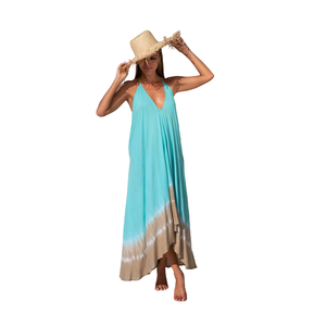 Vestido Maxi de Rayón con Cuello en V y Estampado Tie-Dye, Estilo Casual, Exportador Indio, Diseños Naturales y Elegantes, Superventas - Product Image 3