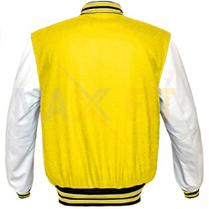 Chaquetas de lana para hombre de buena calidad 2025 manga de cuero blanco genuino Letterman College Varsity de MAXFIT ENTERPRISES - Product Image 3