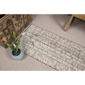 Tapis turc 2x4,3 pieds, tapis vintage, tapis camouflage blanc en laine - Product Image 5