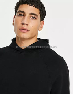 High Quality Cotton Plain Hoodie Custom No Drawstrings Slim Fit <b>Black</b> <b>Mens</b> Hoodies - Product Image 3