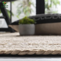 Tapis personnalisés beige en jute naturelle et denim, tressés à la main, écologiques, adaptés aux animaux, classiques, modernes, rembourrés, antidérapants et lavables pour salon