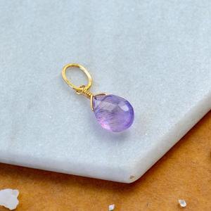 Colgante de Amatista en Forma de Lágrima, Gema Morada, Chapado en Oro, Joyería Artesanal Delicada para Mujer - Product Image 6