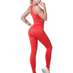 Spandex/Nylon taille haute personnalisé pour femmes extensible dans les quatre sens respirant motif solide Scrunch Leggings taille élastique sport Yoga - Product Image 4
