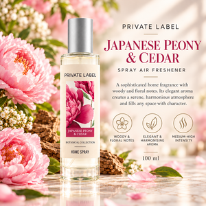 Diffuseur d'ambiance en spray Pivoine et Cèdre Japonais Marque Blanche 100ml |   Parfum floral boisé sophistiqué |   Fabricant OEM Espagne - Product Image 2