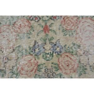 Alfombra turca Vintage Rectángulo grande 3,6X6,6 pies Clásico Rojo Beige Patrón de retazos abstracto Látex de lana para uso en el pasillo de adolescentes - Product Image 5