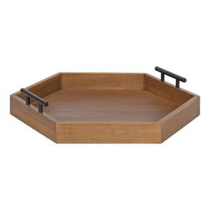 Plateau à fruits en bois 100% en forme d'hexagone fait à la main avec poignée Plateau de service à prix économique pour la maison et la cuisine d'hôtel - Product Image 3