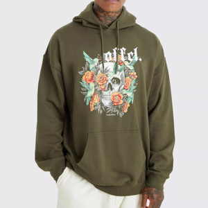 Sudadera con capucha de algodón 100% serigrafiada de alta calidad con logotipo personalizado, sudaderas con capucha de gran tamaño con estampado pesado para hombre, 500g/m² - Product Image 1