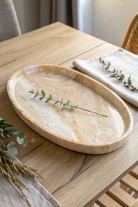 Elegante bandeja rectangular de resina blanca para decoración moderna del hogar y bandeja de servicio funcional perfecta para uso en sala de estar o cocina - Product Image 4