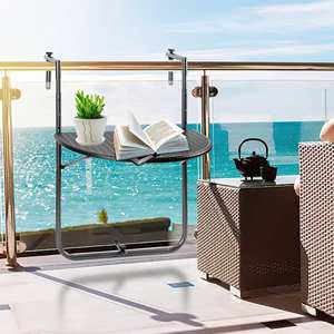 Table pliante ovale marron WELL HOME pour balcon, qualité supérieure et design élégant - Product Image 4