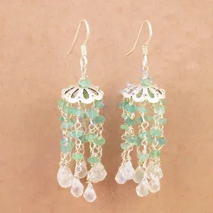 Boucles d'oreilles pendantes en argent 925 avec perle d'eau douce et diamant, style vintage, plaqué or, pour tous les jours et les fêtes - Product Image 1
