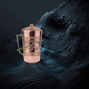Gran oferta de alta calidad, de cobre puro jarra de agua, jarra de cobre de diseño grabado con tapa para servir agua, Hotel y restaurante - Product Image 4