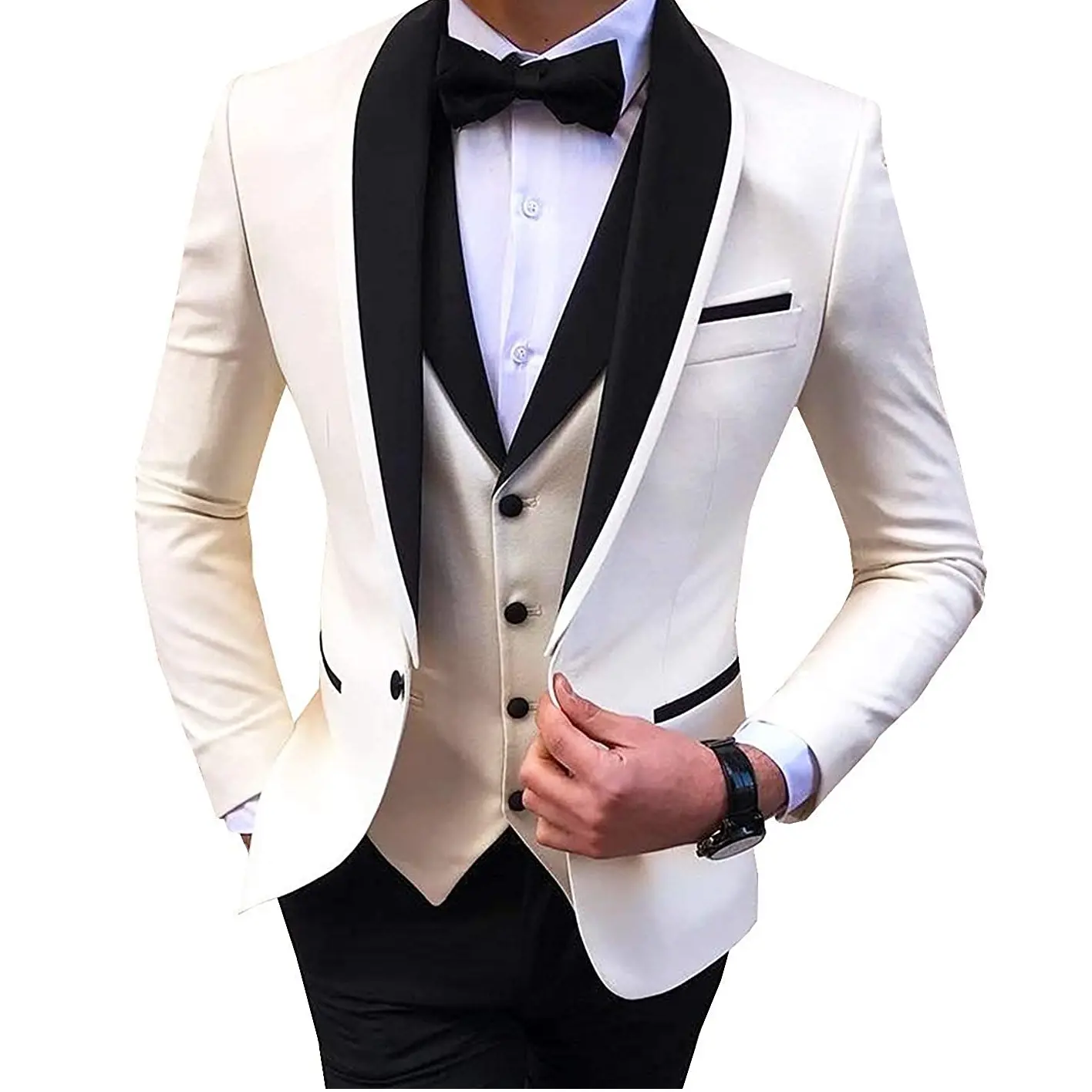 New Arrival Custom Mens Business Suits Tuxedo Dress Suits 3 Pcs Set Plain Blank Formal Men Pant Coat Wholesale