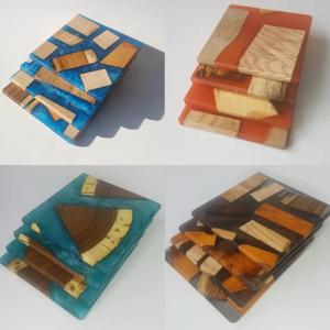 Posavasos multifuncionales y Estera de té Resina epoxi y vajilla de madera de acacia para servir para el hogar y la cocina - Product Image 1