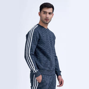 ระบายอากาศผ้าฝ้าย 100% ผู้ชายสีเทาหนาขนแกะเหงื่อชุดสูทผู้ชายผ้าฝ้าย 100% แถบด้านข้างชุดวอร์มชุดสําหรับขาย - Product Image 3