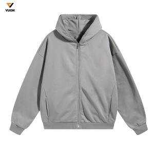 100% coton surdimensionné blancs sweat à capuche zippé broderie strass personnalisé sweat à capuche zippé pour hommes impression bouffante sweat à capuche zippé complet - Product Image 3