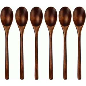 Cuillère en bois lisse de qualité supérieure pour manger sans danger pour la bouche avec longue poignée pour une cuisine à prise facile Cuillère en bois essentielle - Product Image 3