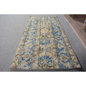 Alfombra Turca Vintage Clásica, Color Beige, Azul, 17x35 pies, Material de Piel de Lana de Área Grande, Retales Rectangulares de Látex para Habitación de Pasillo - Product Image 2