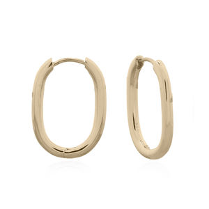 Pendientes de Aro Ovalados Simples de Plata 925 Chapados en Oro - Product Image 2