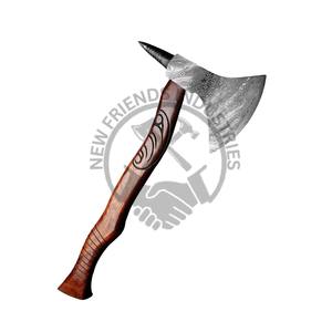 Hacha de Acero de Damasco Forjada a Mano con Mango de Madera de Palisandro Grabado a Mano, Hacha Tomahawk para Supervivencia y Campamento al Aire Libre - Product Image 2