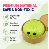 Jouets anti-stress personnalisés en mousse PU, en forme de boulette vapeur Kawaii, à remontée lente, à presser, avec cuiseur vapeur
