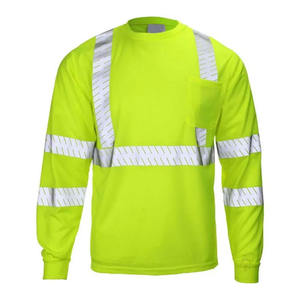 Polo à manches longues réfléchissant haute visibilité Construction confortable en polyester et coton Vêtements de travail haute visibilité étanches à l'eau - Product Image 1