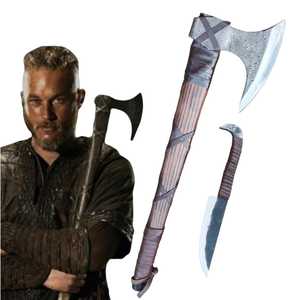 24'' Handmade Custom Industrial <b>Axe</b> Head Viking Carbon Steel English Ash Wood <b>Handle</b> Camping DIY Splitting ODM Leather Sheet - Product Image 1