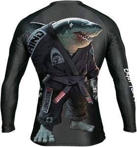 Haute qualité sur mesure à manches courtes Compression Fitness Gym chemises personnalisé sublimé BJJ Rashguard chemises hommes MMA Rash Guard - Product Image 3