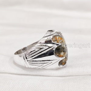 Nouvelle arrivée bague pour homme bourdon naturel jaspe pierre précieuse bague de naissance toutes tailles arabe bijoux fins bague en argent sterling 925 - Product Image 5
