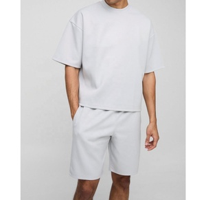 Conjunto de Ropa Informal para Hombre, 100% Algodón, Diseño Holgado para el Hogar, Pantalones Cortos con Cintura Media y Cierre con Cordón, Transpirable - Product Image 5