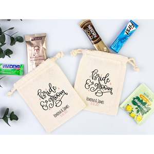 Sacs fourre-tout en coton personnalisés pour mariage, design personnalisé mariée et marié - Product Image 3