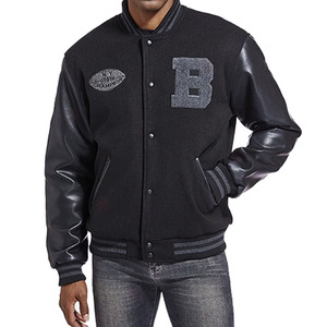 2025 Vestes universitaires pour hommes avec logo personnalisé Manches en cuir Broderie en chenille Vestes universitaires de haute qualité OEM Baseball Letterman - Product Image 1