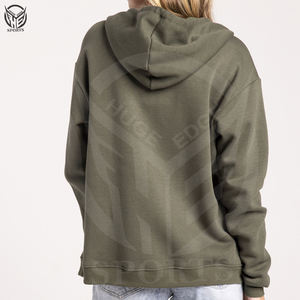 Sudadera con capucha y cremallera personalizada de Material Premium para mujer, patrón sólido al por mayor de alta calidad para invierno - Product Image 4