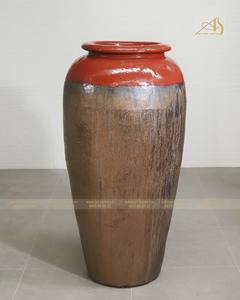 Sofisticado GL100H132RMO Metal rojo Ombre maceta de cerámica esmaltada decoración moderna para el hogar macetas y macetas para jardines - Product Image 2